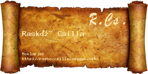 Raskó Csilla névjegykártya